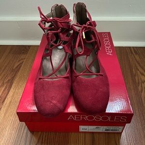 Aerosoles Red Suede lace up ballerina flats